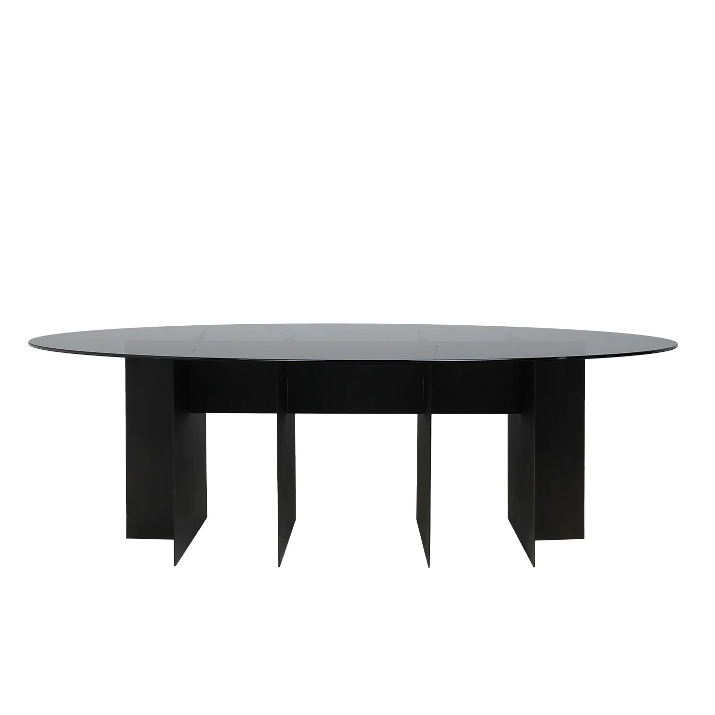 Roy Oval Black Dining Table by Filippo Montaina Chelini Artemest