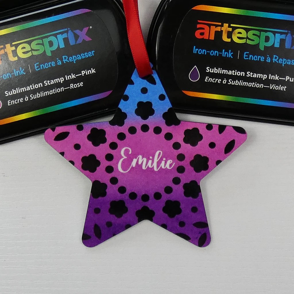 Ombre Star Ornament Using Artesprix Sublimation Stamp Pads