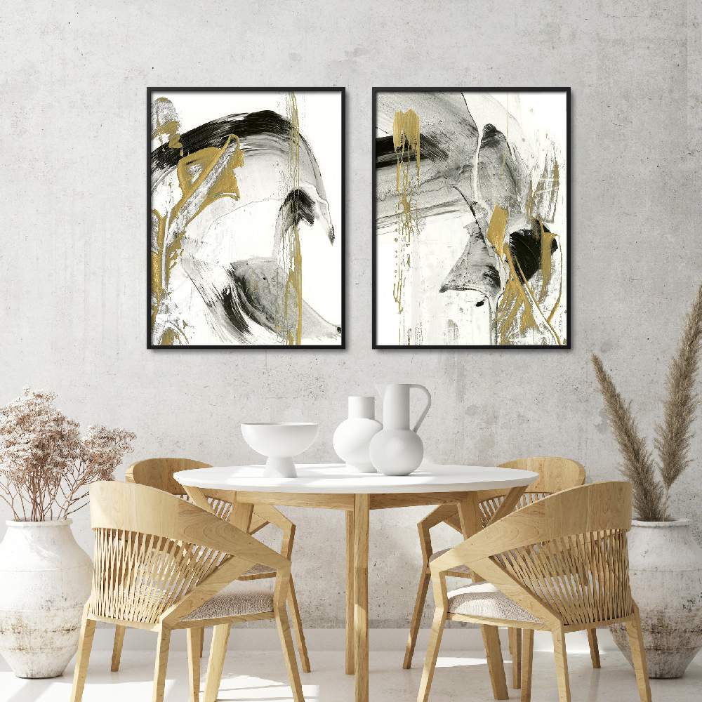 Framed Wall Art Painting Set of 2 on Canvas, Titled Drip