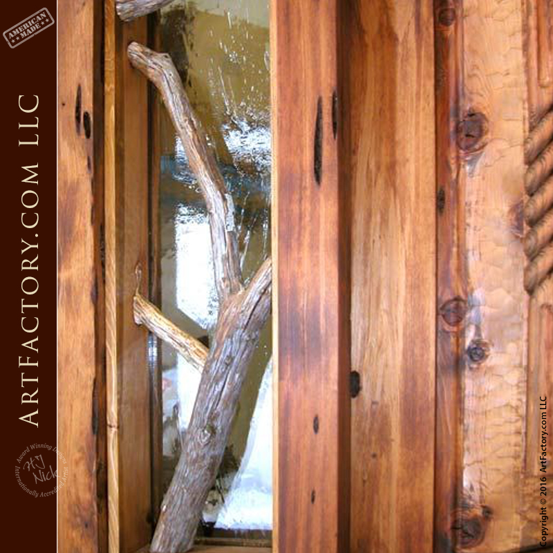 Rustic Log Cabin Door Custom Solid Wood Entrance Doors