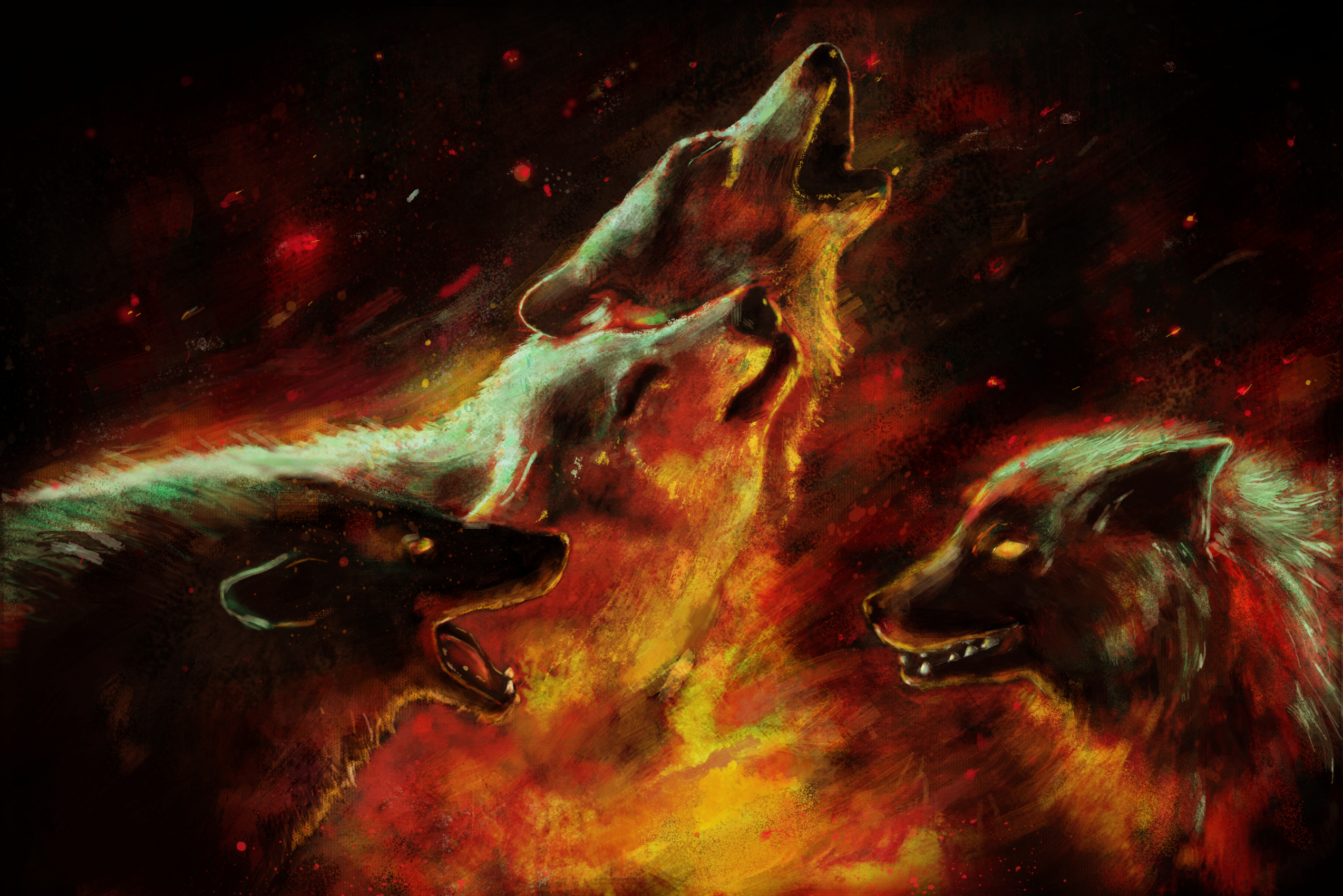 Fire Wolves Art ID 45836 Art Abyss