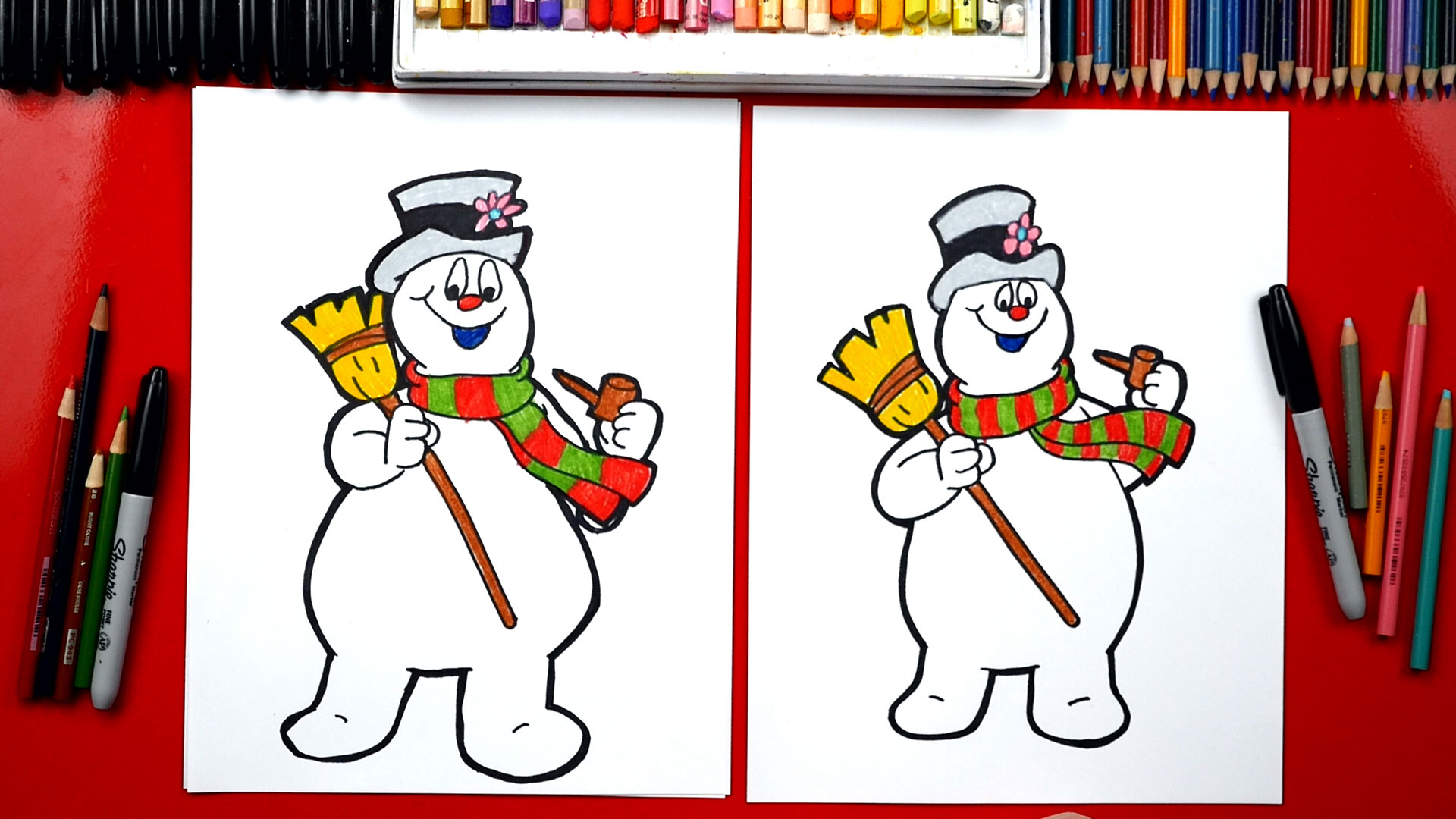 How To Draw Frosty The Snowman Art For Kids Hub