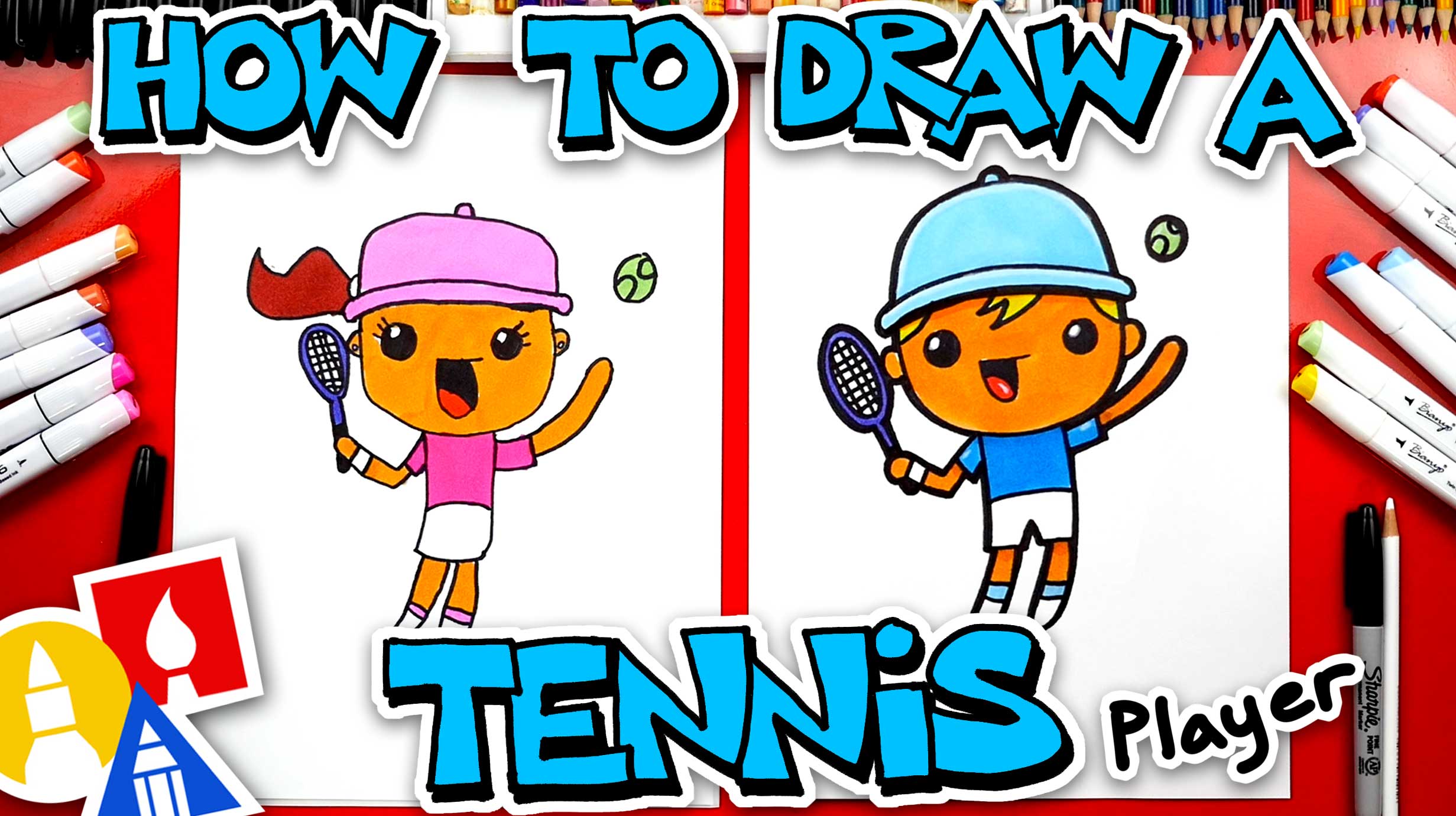 How To Draw A Tennis Player Art For Kids Hub