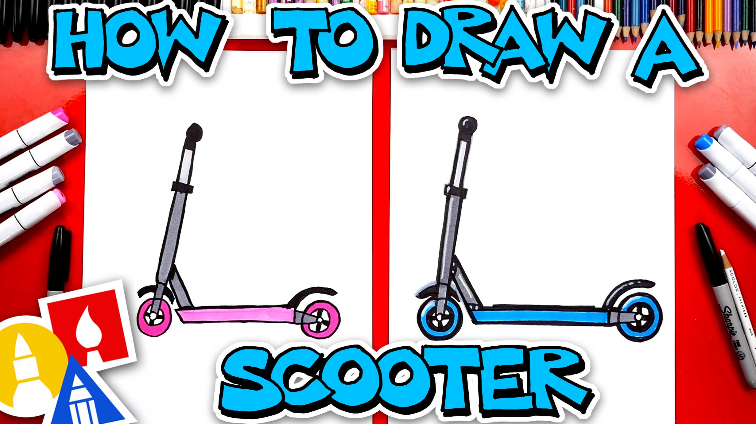 How To Draw A Scooter Art For Kids Hub