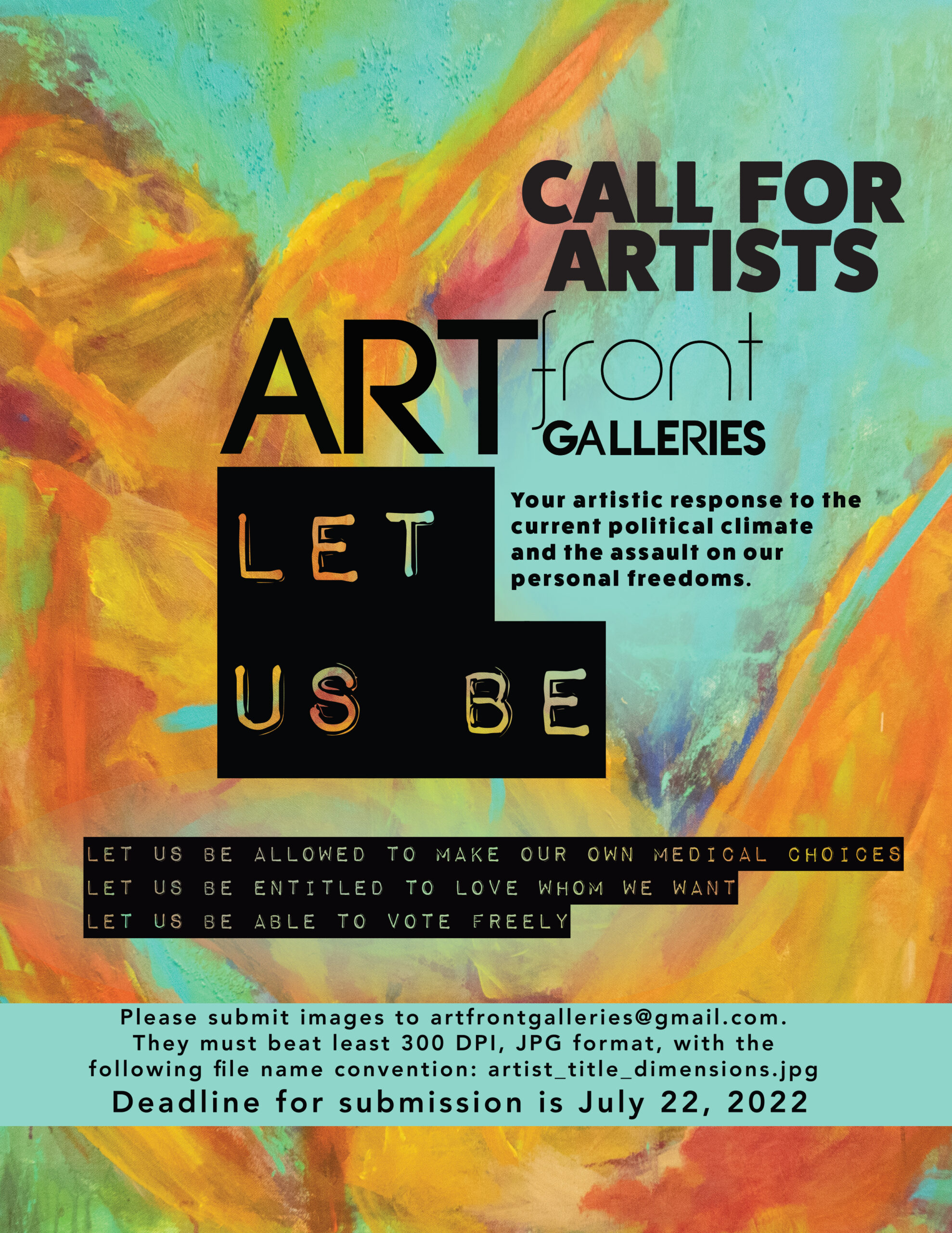 call for artists let us be deadline 7/22/2022 Art Front Galleries