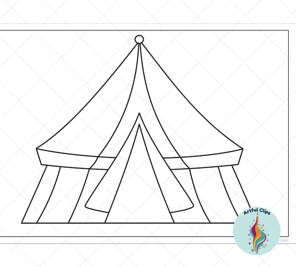 Tent Template Set & Coloring Pages for Summer & Camping Day