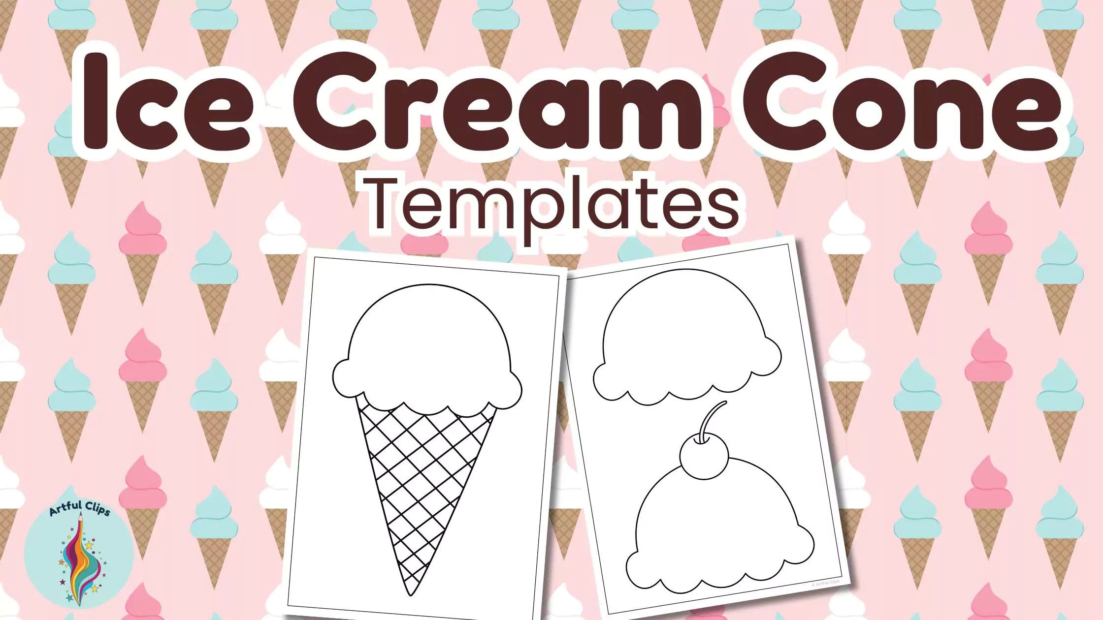 Ice Cream Cone Template Set Outlines for Summer Crafts Ice Cream Cone Template Set Outlines for Summer Crafts