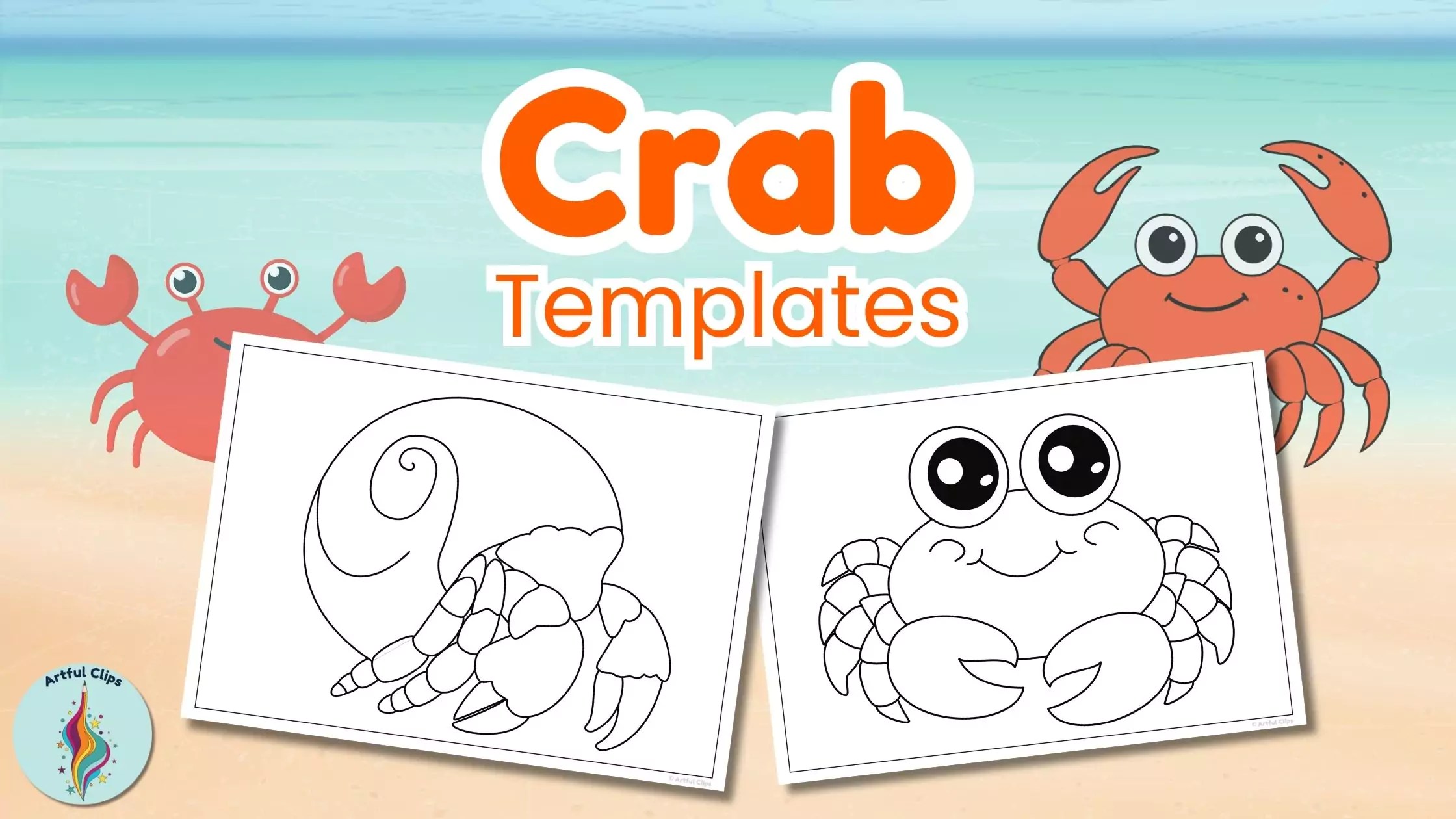 Crab Craft Templates: Printable, Black and White Outlines