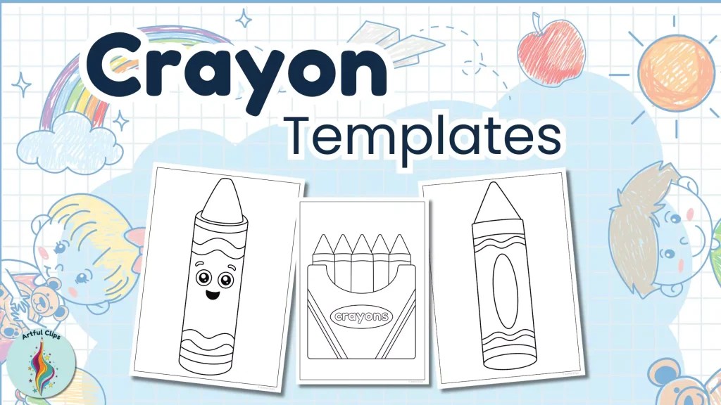 Crayon Template Set for Back to School Crafts & Displays