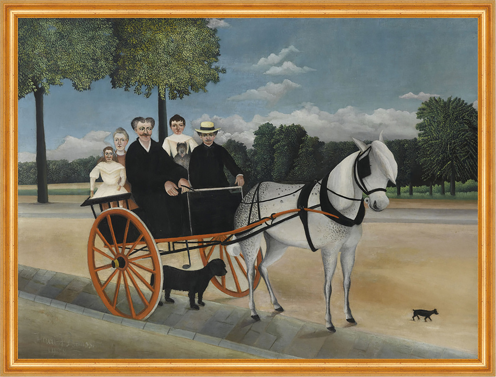 La Carriole du pere Junier Henri Rousseau Kutsche Pferd Familie Hund B A2 02255 Billerantik