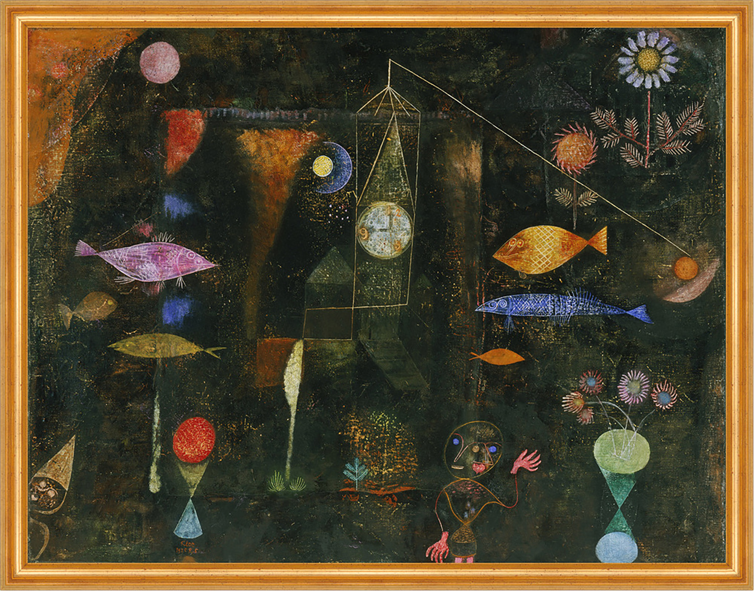 Fish Magic Paul Klee Fische Tiere Unterwasser Figuren Blumen Mond B A2 03026 Billerantik