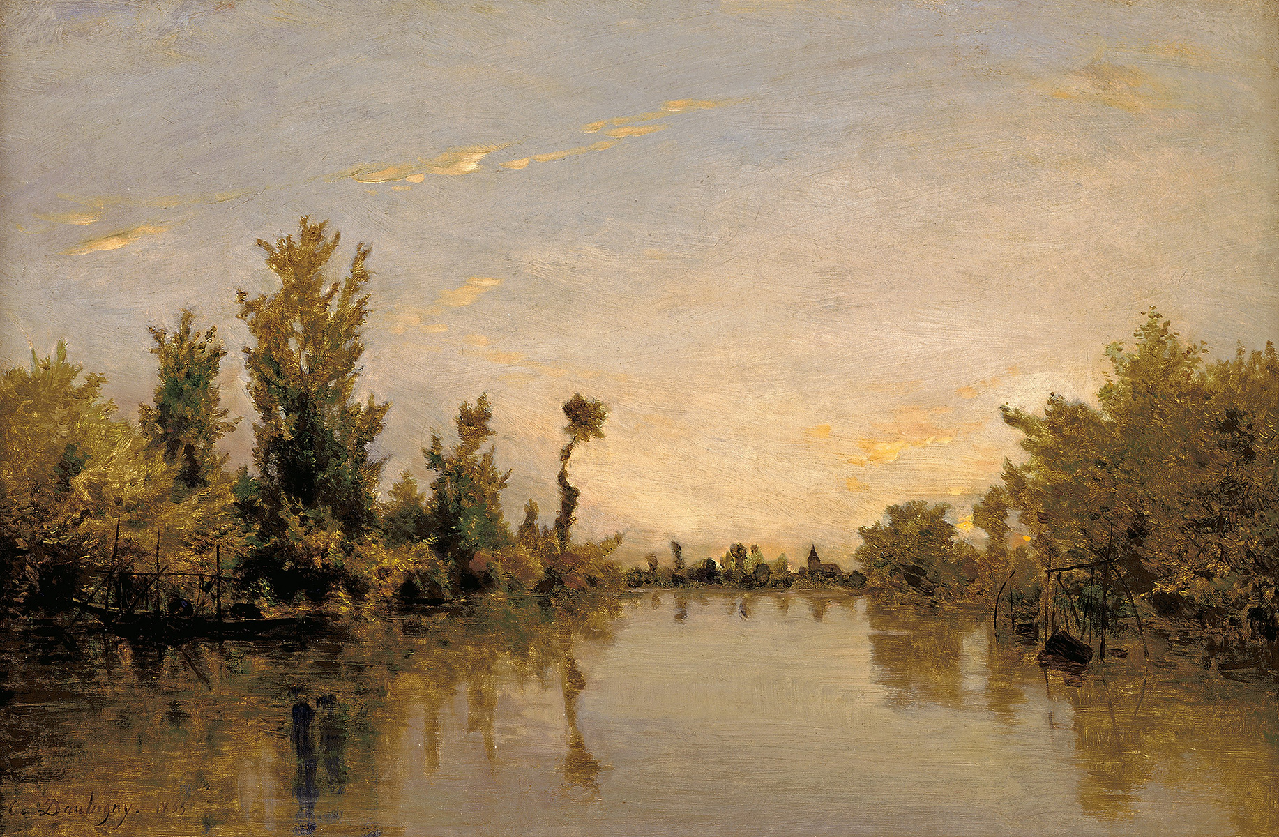 Banks of the Seine CharlesFrancois Daubigny Frankreich Fluß Ufer B A3 01139 Billerantik