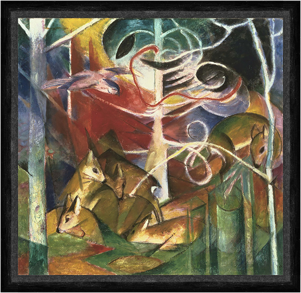Deer in the Forest I Franz Marc Rehe Wald Tiere Bäume Vögel Faks_B 01893 eBay