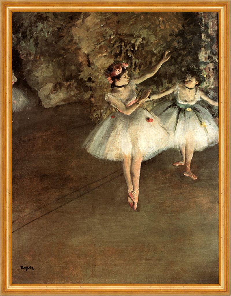 Zwei Tänzerinnen auf der Bühne Edgar Degas Ballett Spitzentanz LW H A2 0448 Billerantik