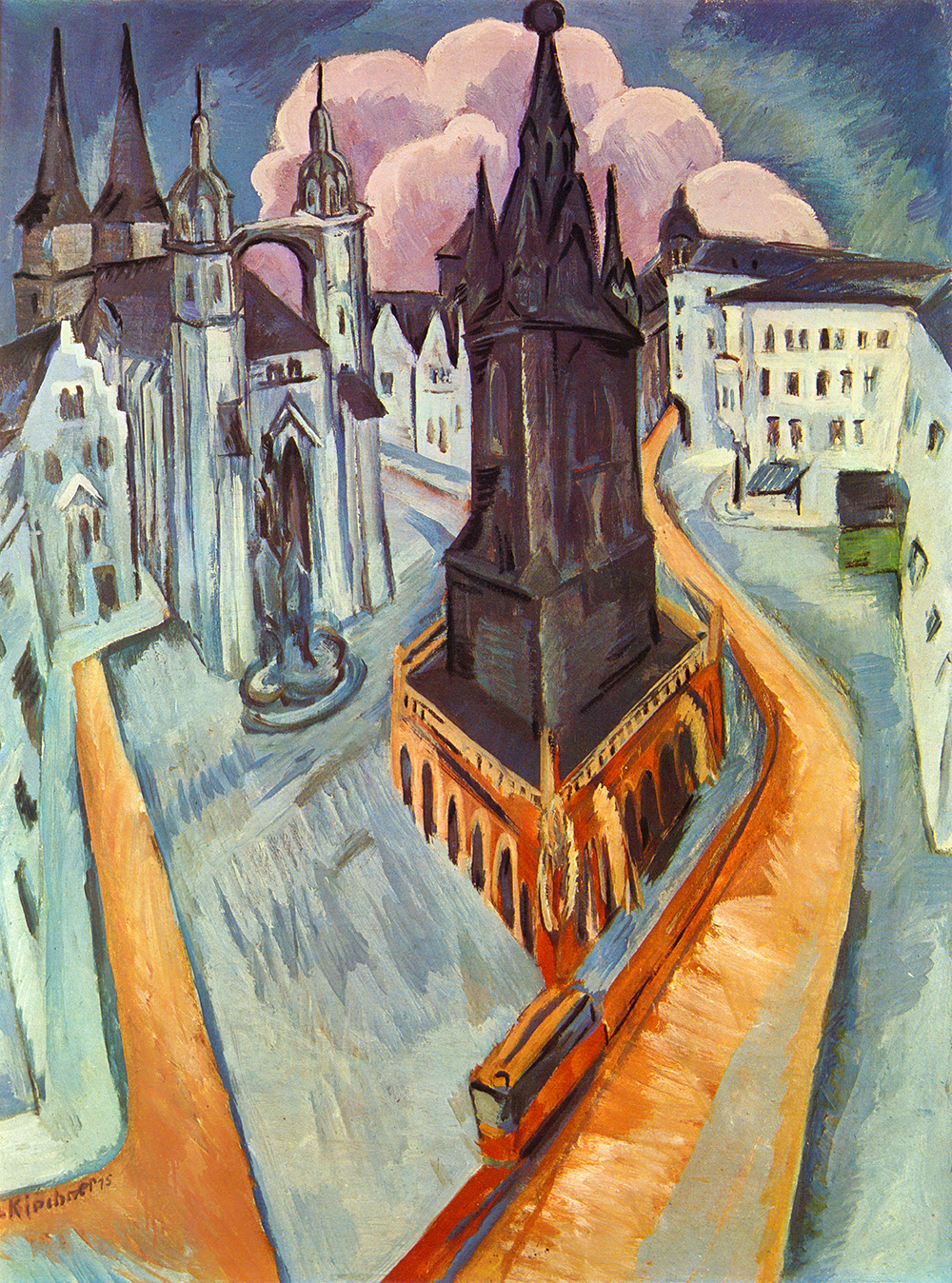 Der rote Turm in Halle Ernst Ludwig Kirchner Stadtlandschaft Saale Bü H A3 0073 Billerantik