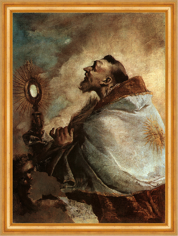 Heiliger in Verzückung Francesco Guardi Sankt Gebet Monstranz Bütten H