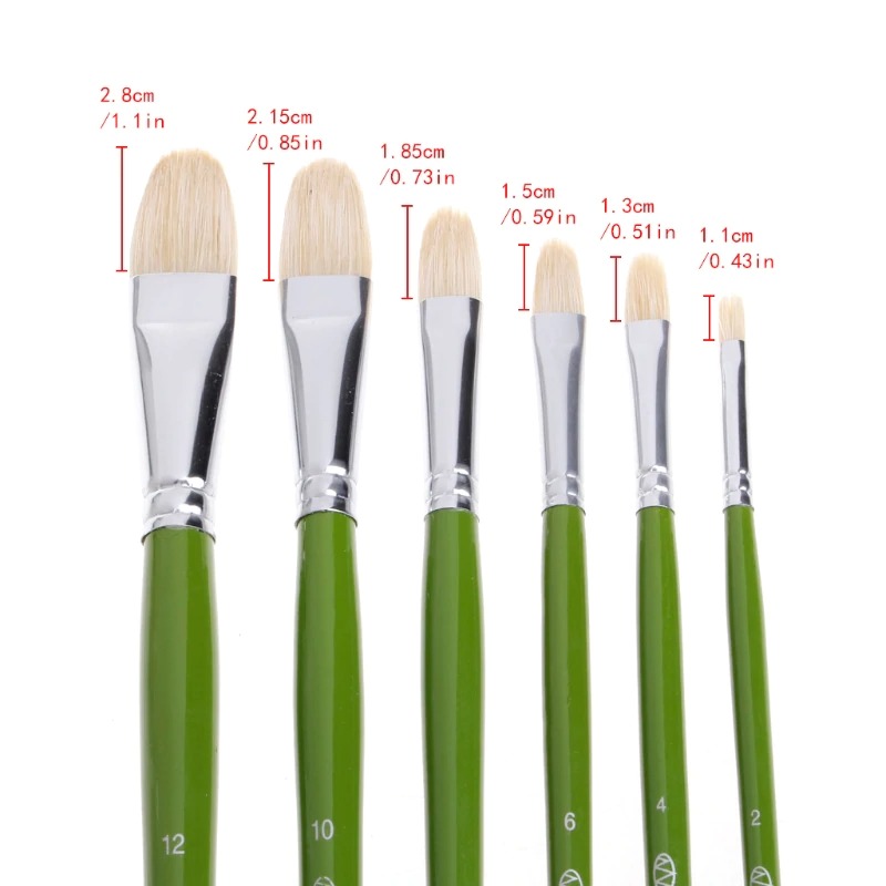 Shop 6pcs Hogs Hair Filbert Brushes Australia Art Supplies Articci