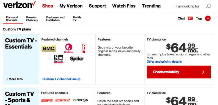 Verizon FiOS Packages Custom TV Consumer Reports