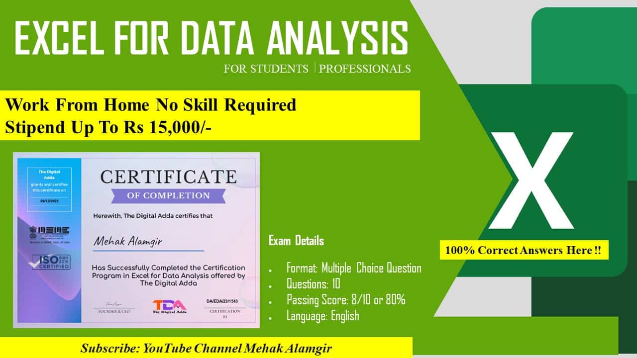 Free Excel For Data Analysis Certification Excel Free Certificate