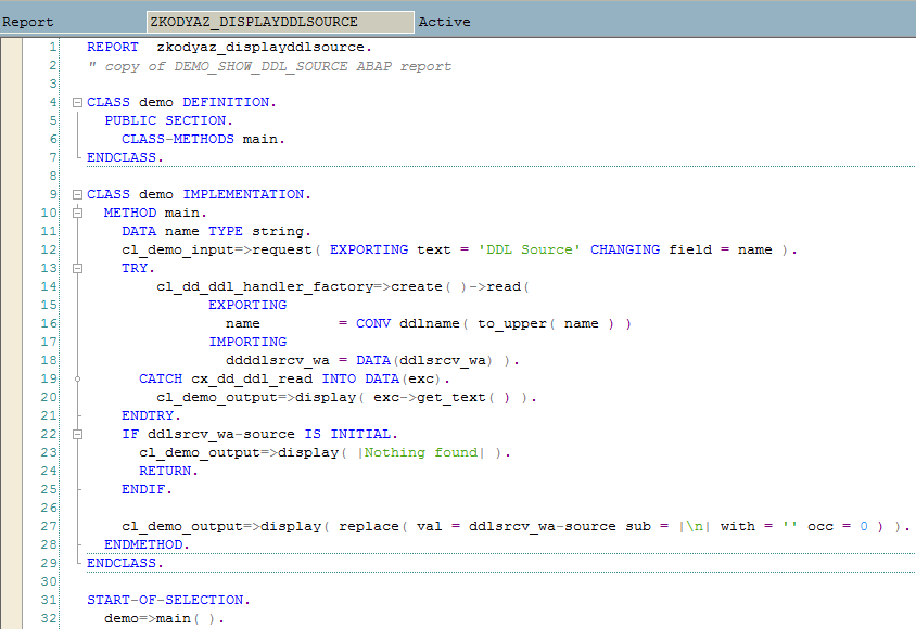 Display DDL Source Codes in SAP GUI using ABAP Program Articles