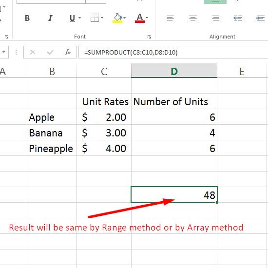 How to calculate sum of products of two ranges in Excel Articles Tribe