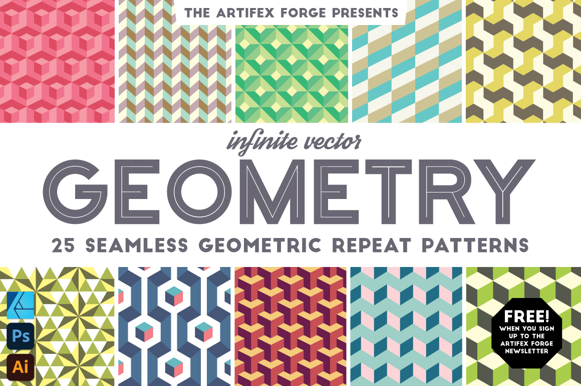FREE Vector Geometry Patterns Adobe Illustrator Brushes & Procreate