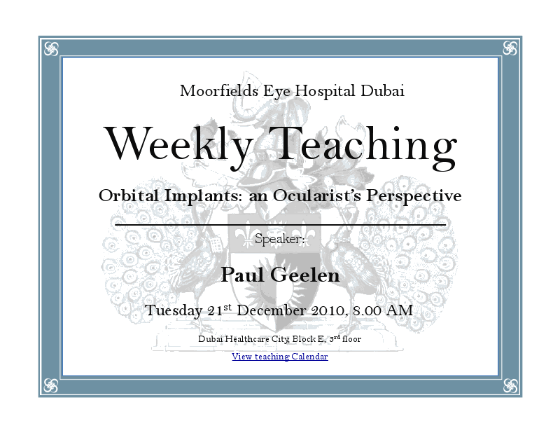 Dubai artificial eyes update December 2010 Artificial Eyes