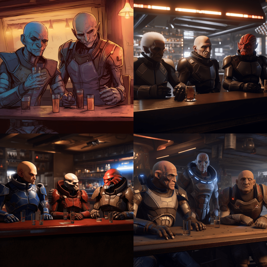 Quark, Commander Shepard, and Elroy Patashnik walk into a bar