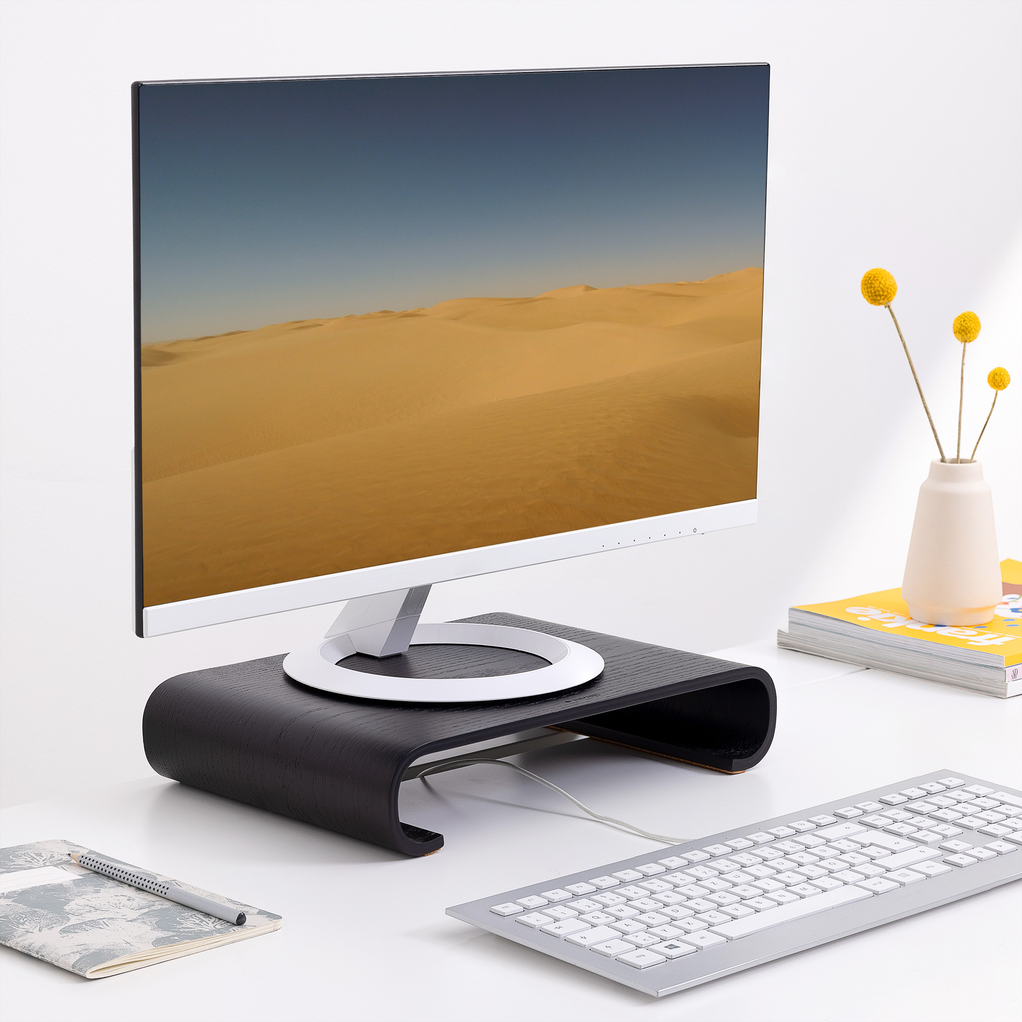 Bildschirm Holzständer TV Unterlage Computer Tisch Schreibtisch Aufsatz