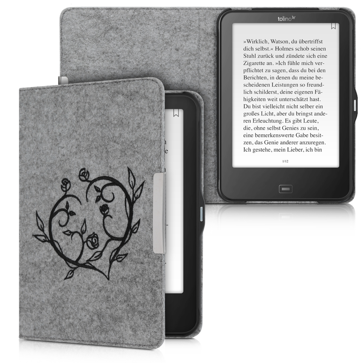 Hülle für Tolino Vision 1 2 3 4 HD Filz eReader Klapphülle Case