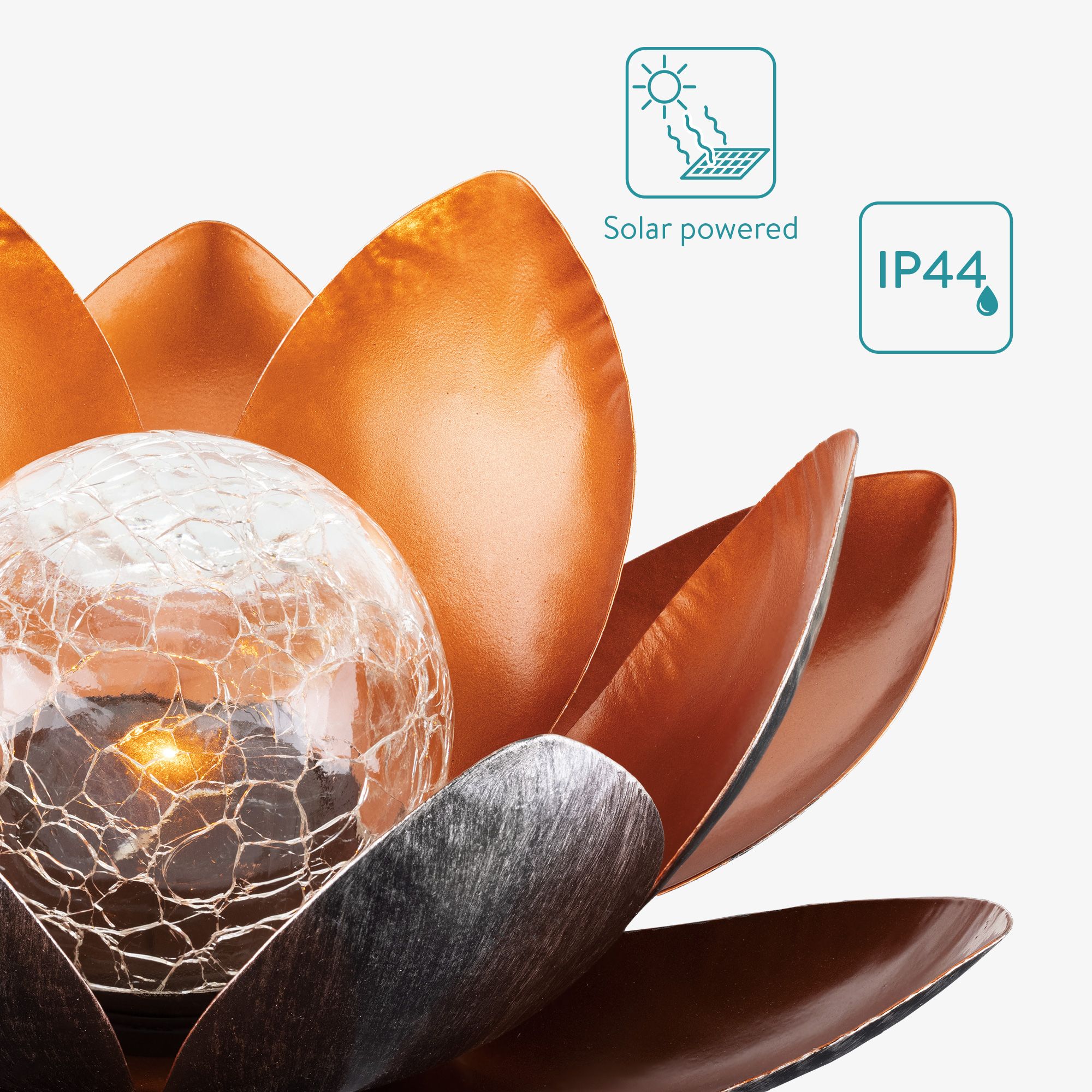 LED Solar Lotus Laterne warmweiß Lotusblüte Solarleuchte Garten Deko