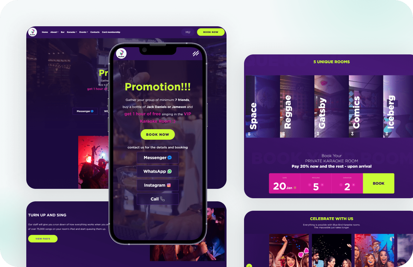 Blue Bird Karaoke Rooms Booking system — Artilab