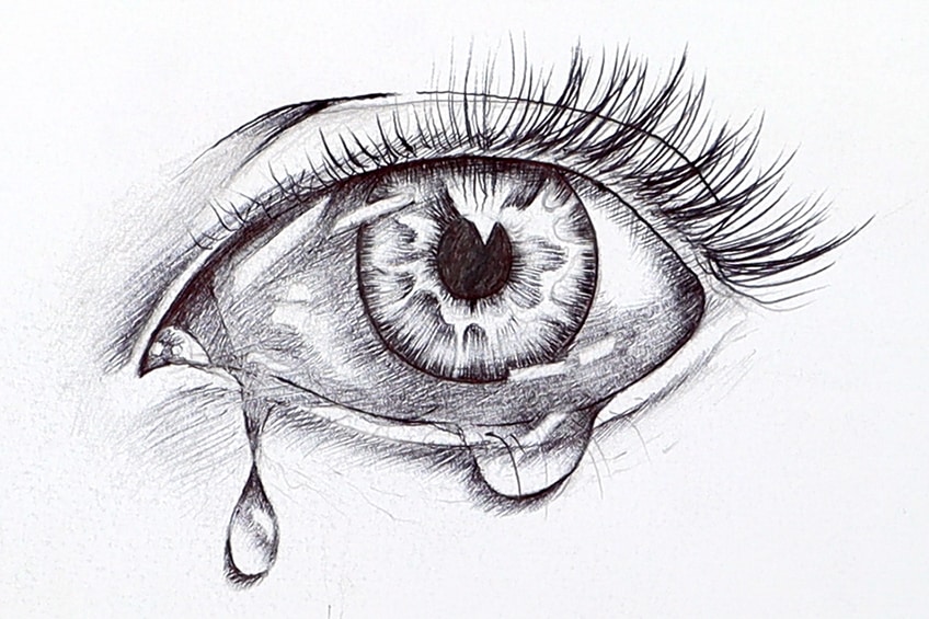 Teardrops Falling From Eye Drawing