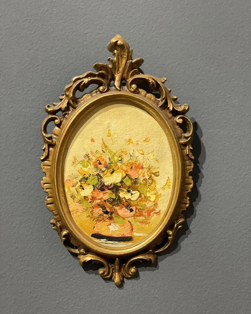 Oil painting oval 26×14 cm , A R T I Q U E