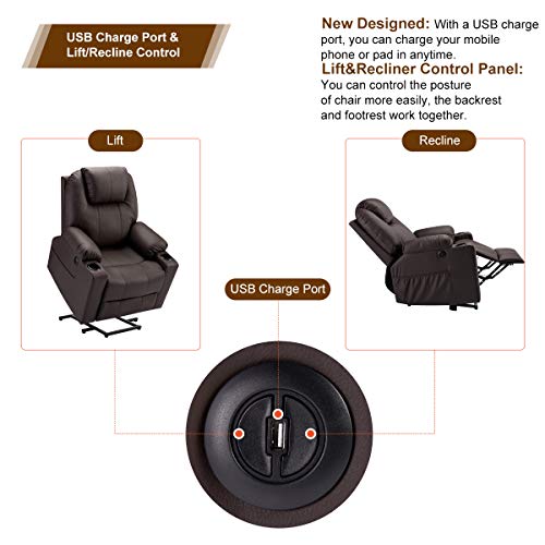 Esright Electric Power Recliner Lift Chair Faux Leather Electric