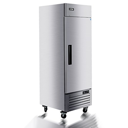 1 Door Commercial Refrigerator, Stainless Steel Upright Refrigerator with 3 Adjustable Shelves