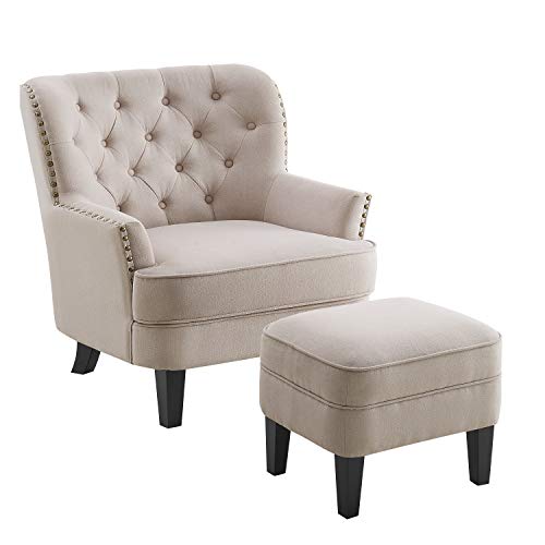 Rosevera Gustavo Collection Fabric Nailhead Club, Contemporary Accent