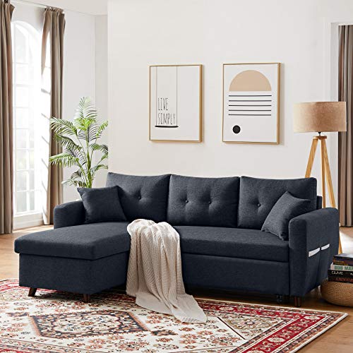 Tribesigns Sectional Sofa Couch with Pull Out Bed
