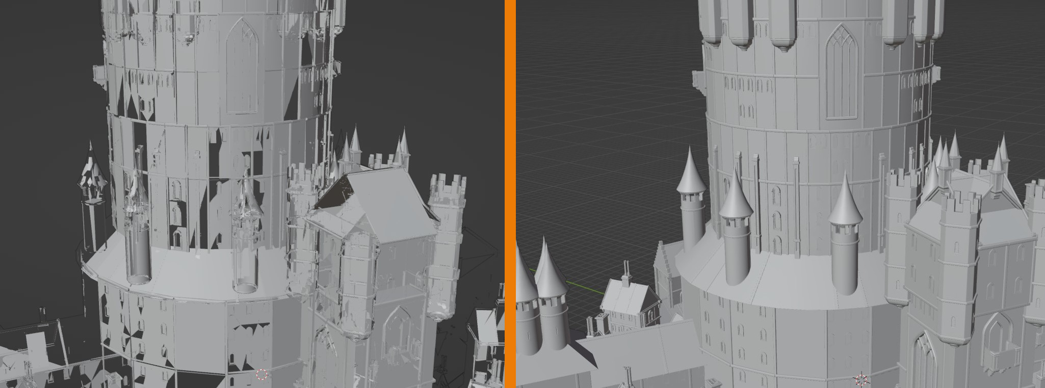 How to create a castle in Blender using kit bashing