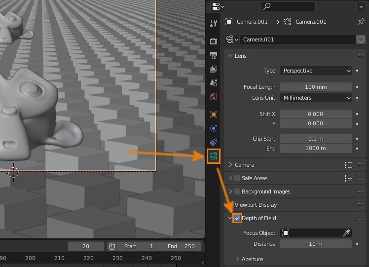 How to create depth of field (DoF) in Blender