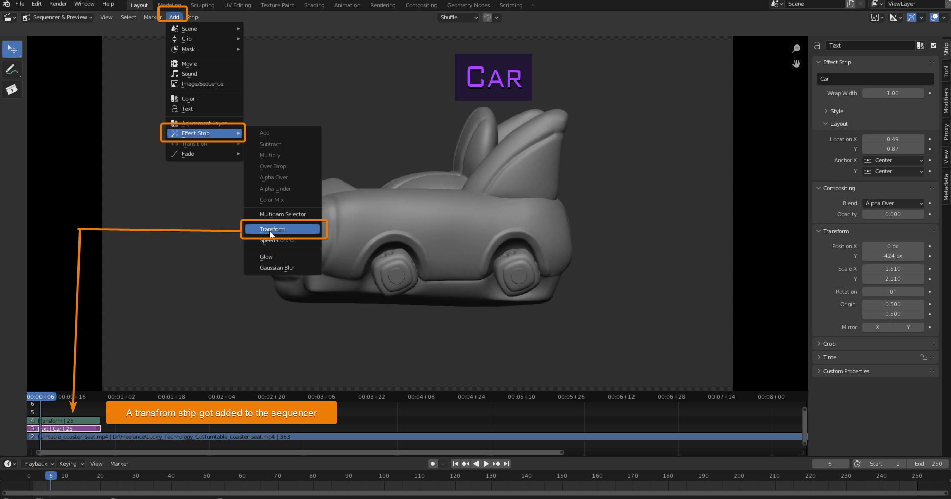 How to add text in Blender VSE