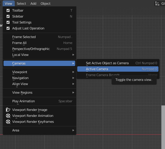Snap camera to view in Blender