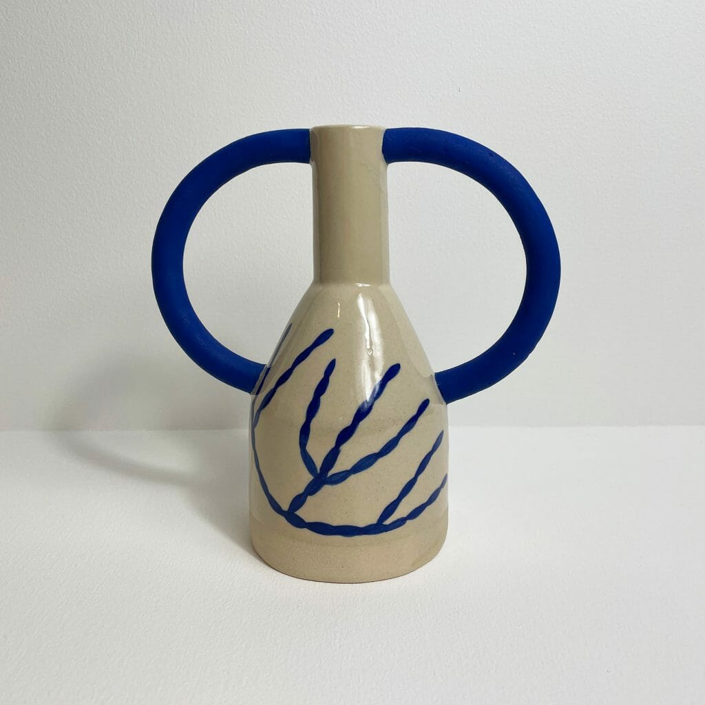 Patterned Jug Eared Vase Midi Ceramic Artists and Objects