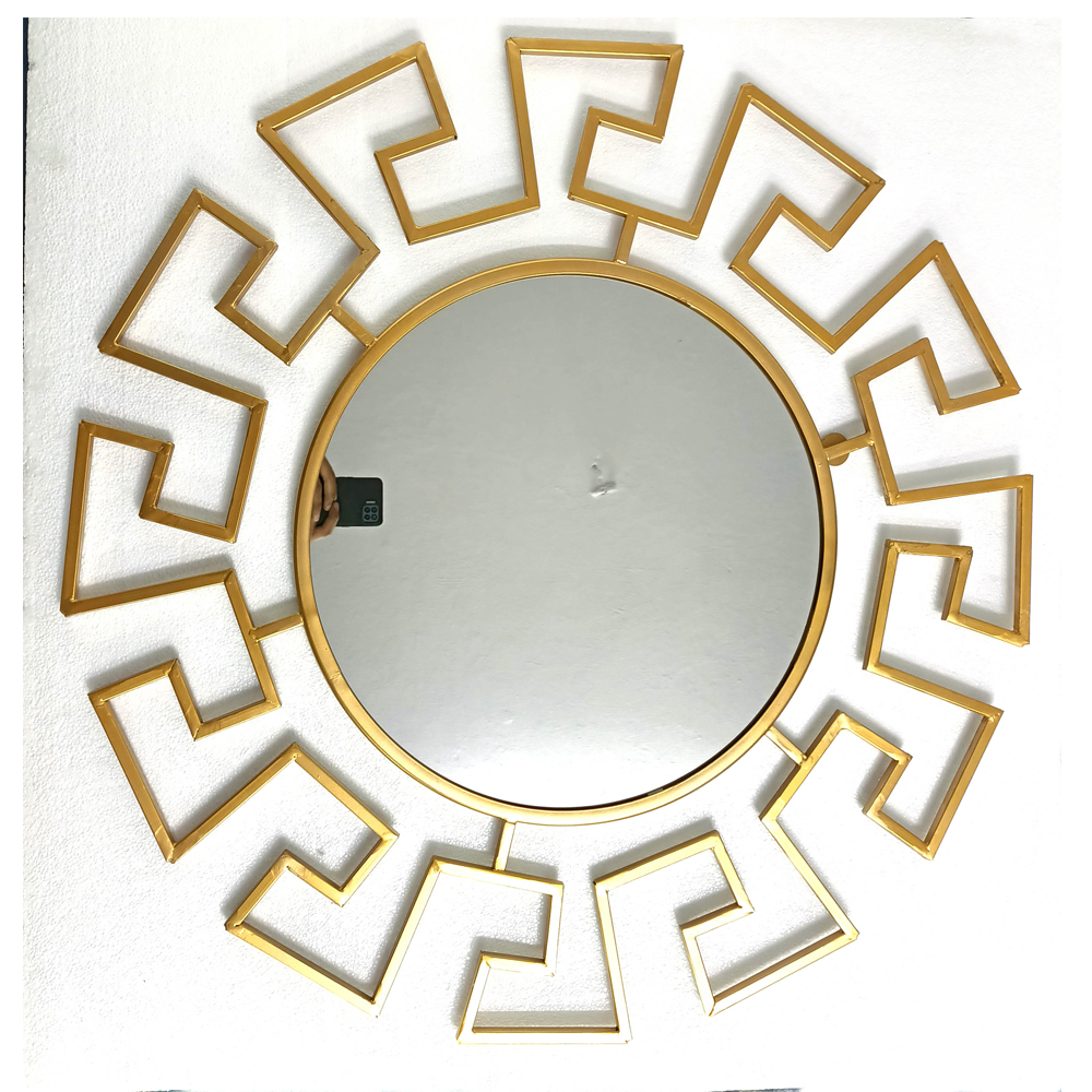 Wooden Tamra Kasya Rural Ethnic Handmade Wall Mirror, Artizay