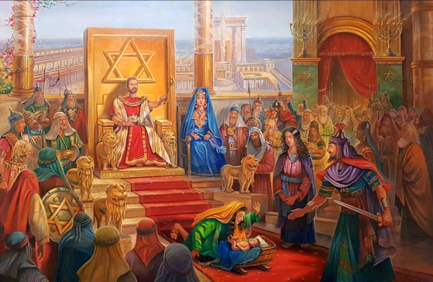 Jewish Painting Judgment of Solomon by Alex Levin