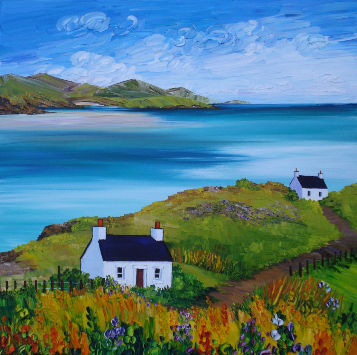 Cottages Luskentyre Harris (25 x 25cm) £45 Sheila Fowler Art