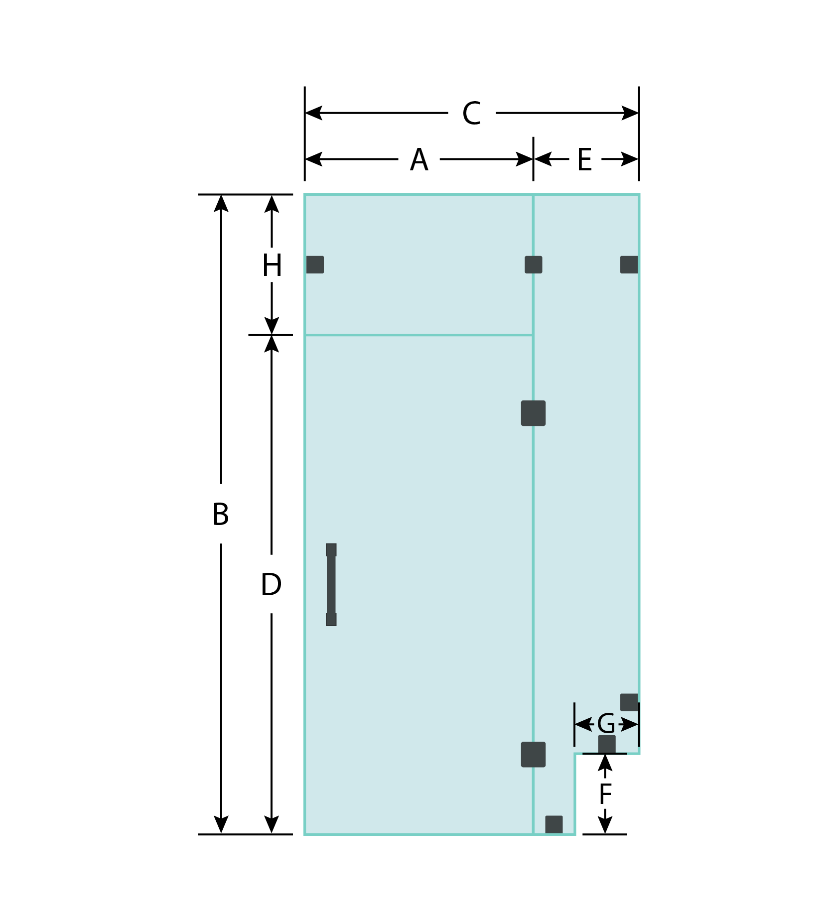 Glass Shower Door Panel With Side Knee Wall & Transom The Glass