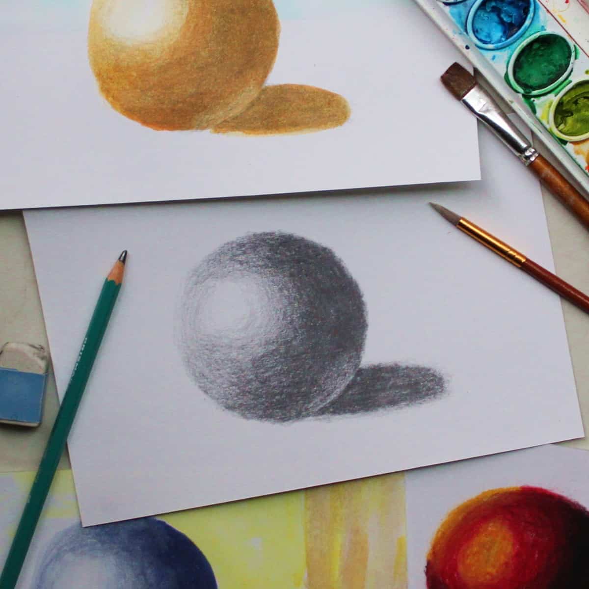 How to Draw an Easy 3d Sphere Step by Step with Shading