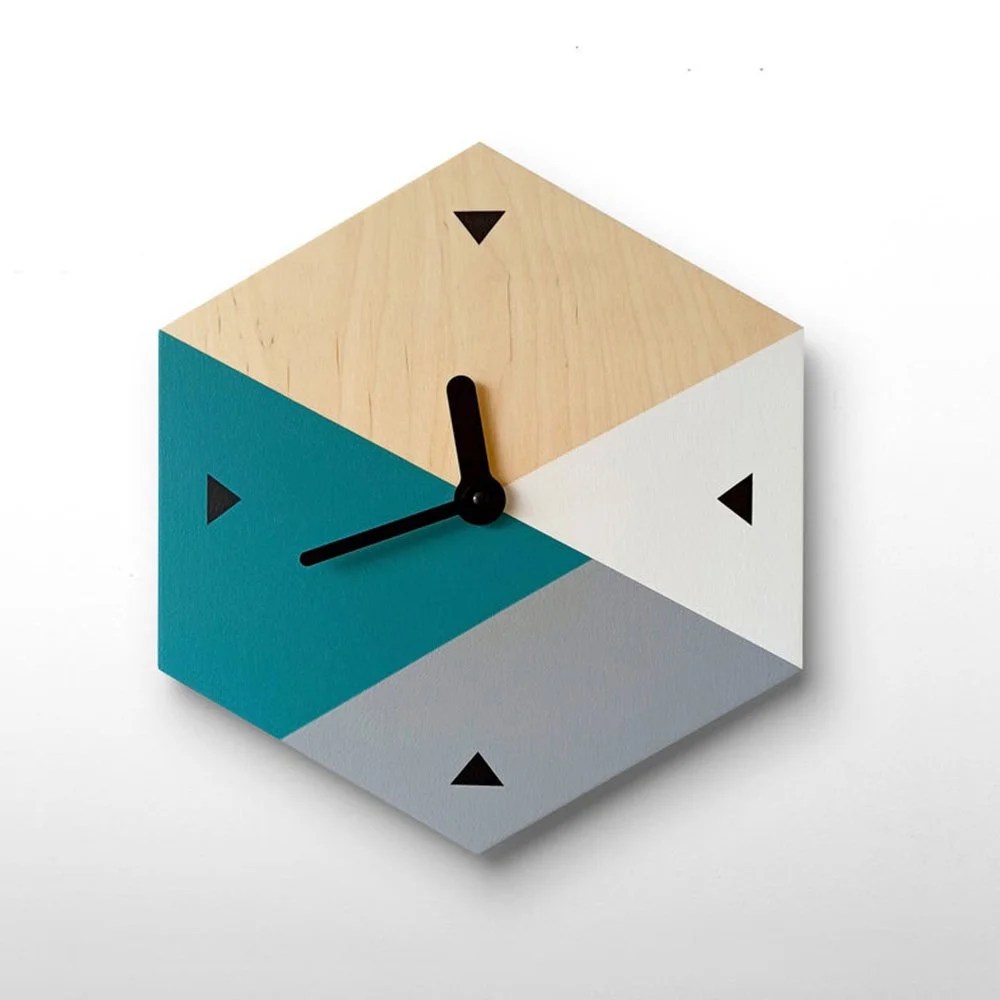 Hexagonal Wooden Clock - Artluvr