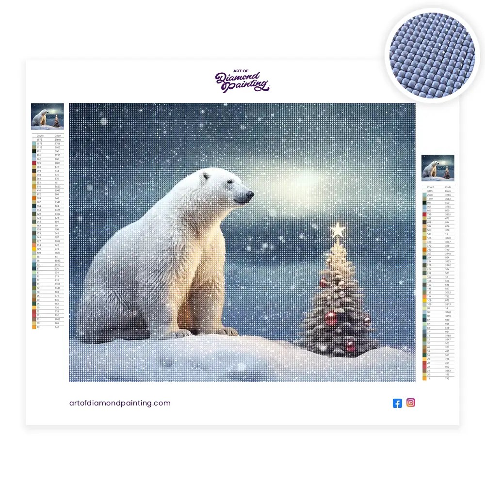 Polar Bears In Northern Lights Diamond Painting Painting Diamond